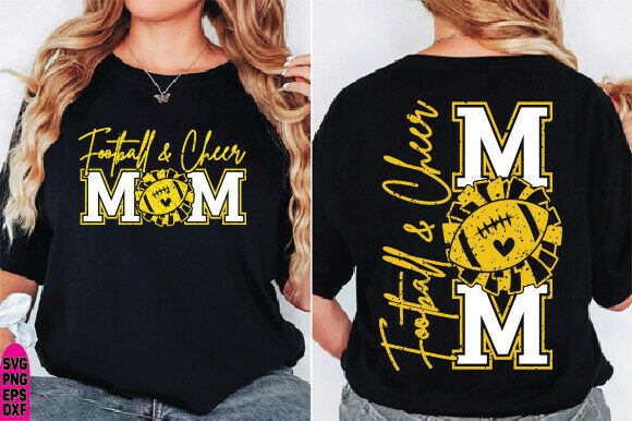Football and Cheer Mom SVG PNG, Football
